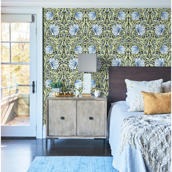 Lark Manor Floral Peel And Stick Wallpaper EcoFriendly Vinyl, Green